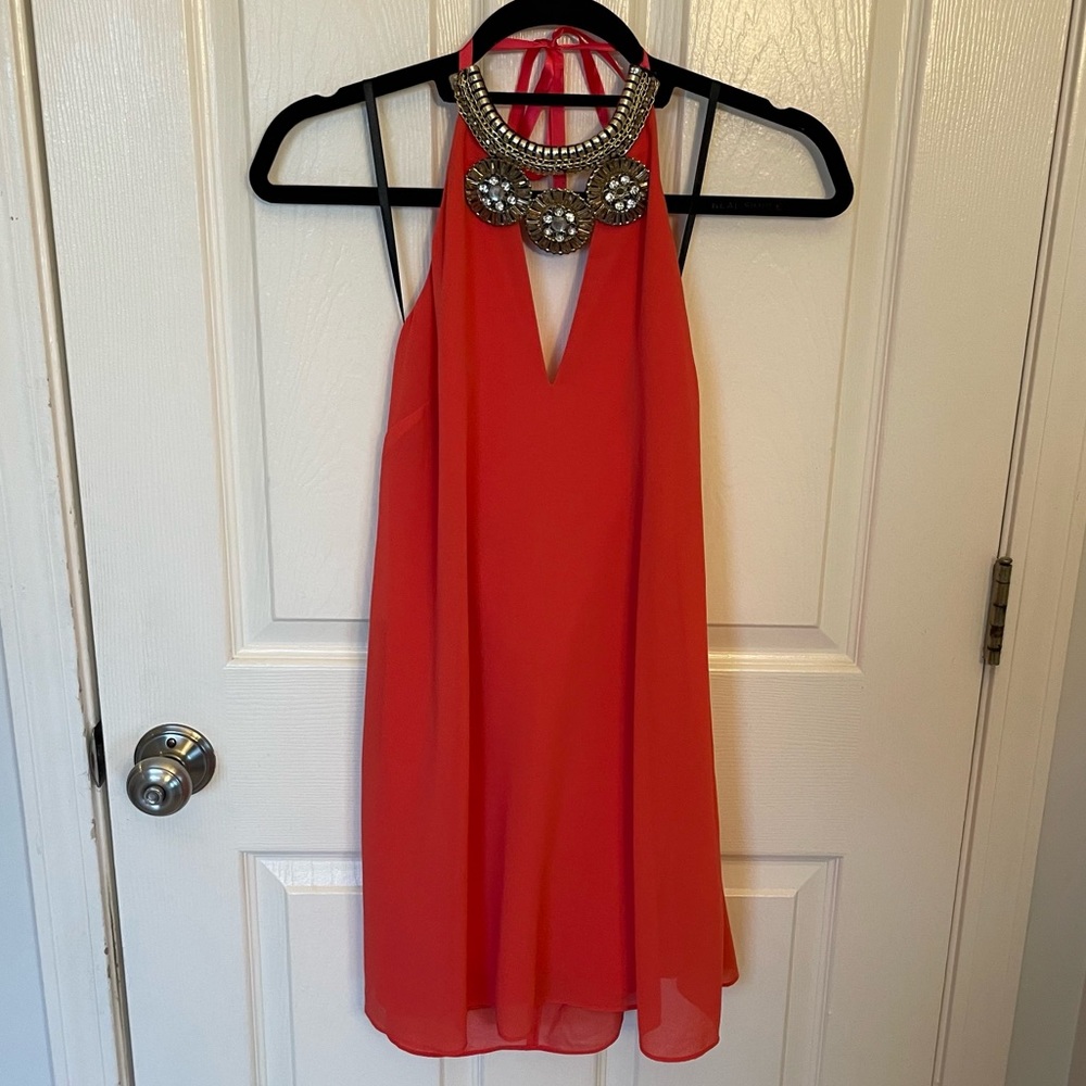 NWT BEBE Halter Necklace Dress XXS